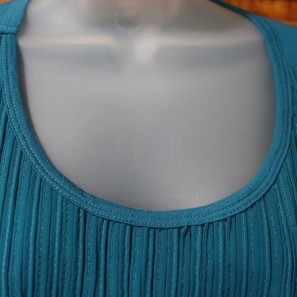 Milla Blue Fringe Swing Top Mixed Media Boho Festival Hippie Western Medium - Picture 3 of 12